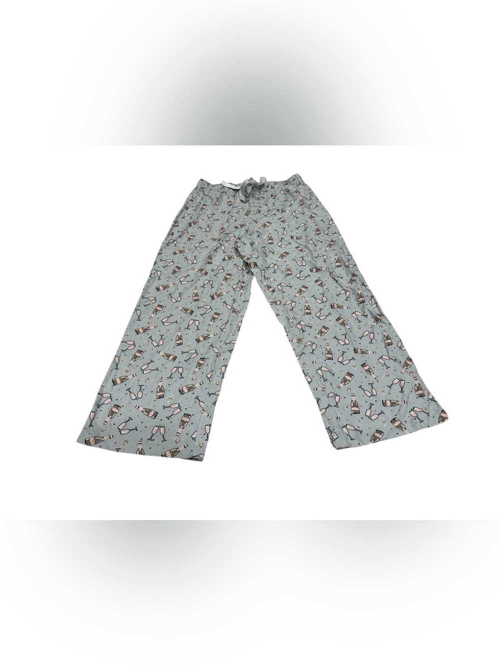 NWT LOFT Gray Lounge Pants with Pink Champagne Glass Print